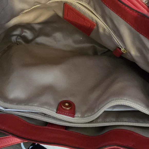 Coach Red Leather Tote Bag - Picture 7 of 10